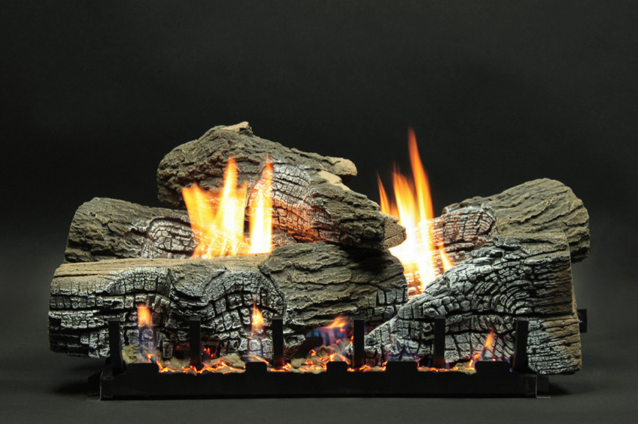 Empire Vent Free 30-inch Stacked Wildwood Refractory Log Set with Slope Glaze Burner System