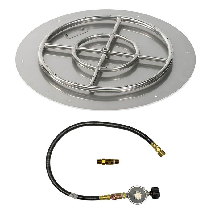 American Fireglass Round Flat Pan with Match Lite Kit - Propane