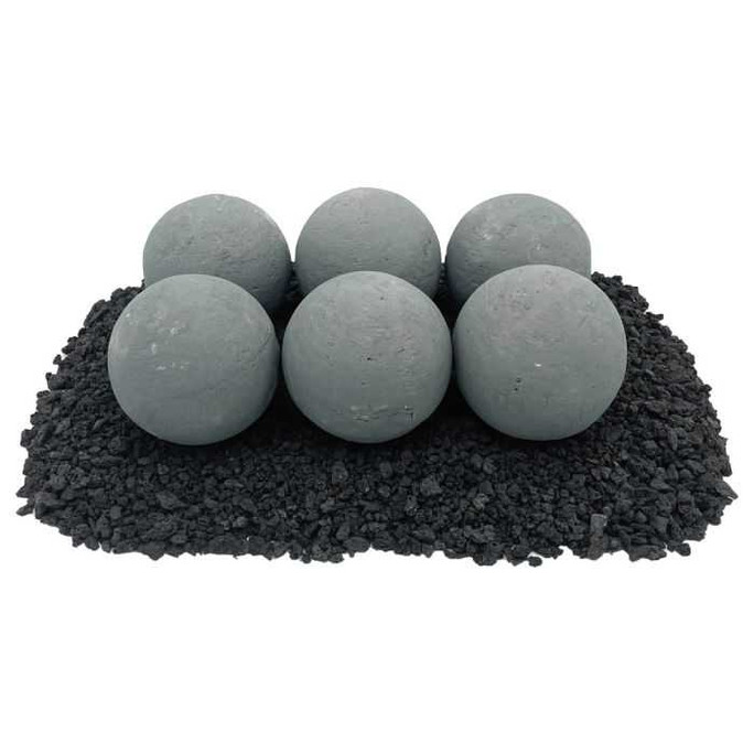 American Fireglass AFG-FBL-CG-6B American Fireglass Cape Gray Lite Stone Ball Set - 4-inch DIY BBQ LLC