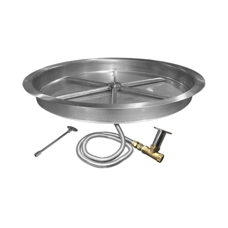 Firegear Match Light Gas Fire Pit Burner Kit Round Bowl Pan 16 Inch