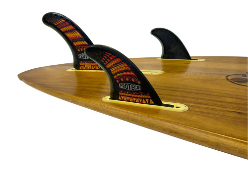 7" Performance Fin Combo Set w/ 4" Side Fins Tribal Art Design in Red