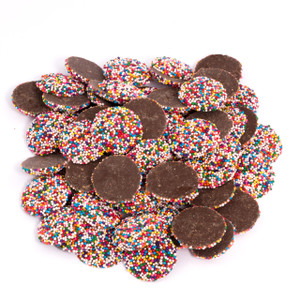 Maxi Dark Chocolate Nonpareils, Rainbow - Parve Maxi Dark Chocolate Nonpareils, Rainbow - Parve