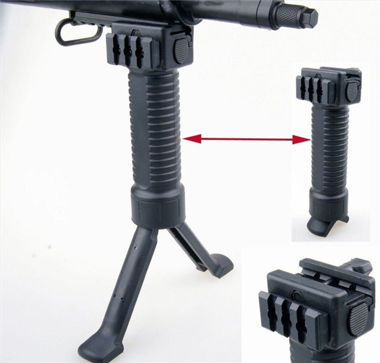 ForeGrip 3in1 Grip+Steel Inserted Leg Bipod+Side Picatinny Rail