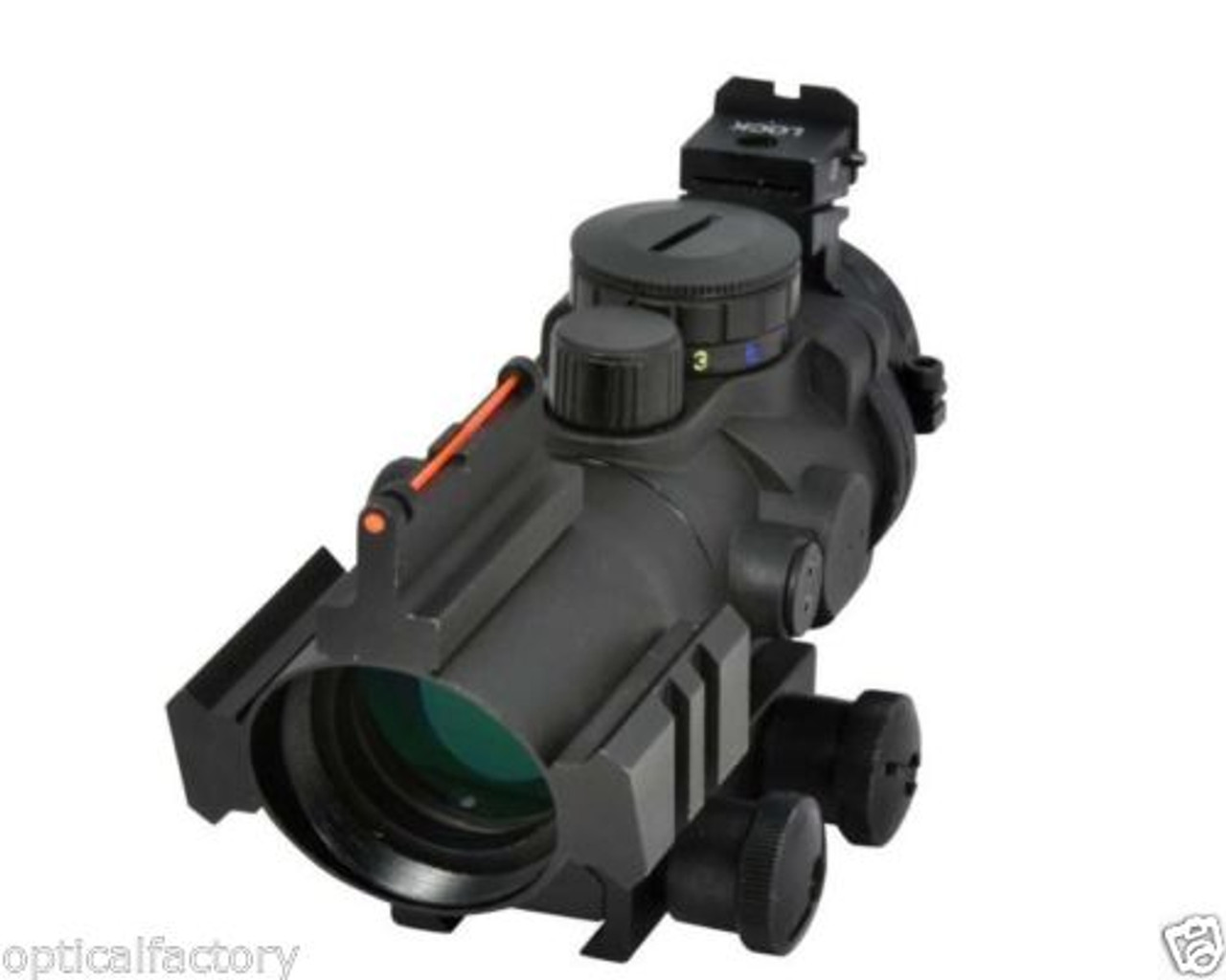 Ade 4x32 Tri Illuminated Prism Rifle Scope with Fiber Optic Sight