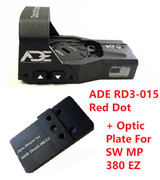 Ade Advanced Optics ZANTITIUM RD3-015 Red Dot Reflex Sight + Optic Mounting Plate for Smith Wesson SW MP 380 Shield EZ Pistol + Standard Picatinny Mount 