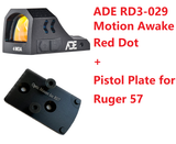 ADE RD3-029 Trumpet (Choose from Blue or Red Dot )+ Optic Mounting Plate for Ruger 5.7/Ruger 57 Pistol