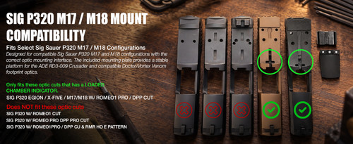 Sig Sauer P320-M17, M18, X-Compact, X-5 Legion Handgun Mount Plate for Vortex Venom/Razor/Viper, Burris Fastfire, Meopta, Eotech MRDS, Docter, Insight, Sightmark Minishot