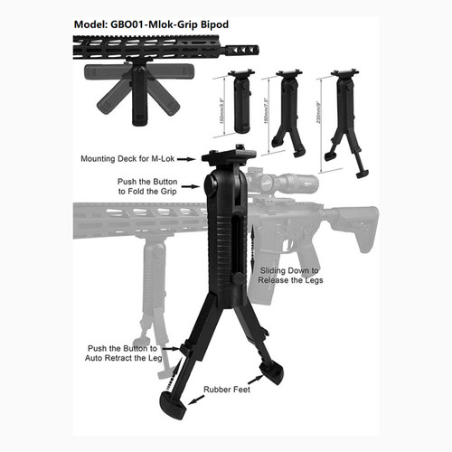 Tactical Quick Release 5-Position Foregrip with Egonomic Rubber Finger Grip pad for Picatinny/Weaver Pail -  5.9" Tall SG-F150R