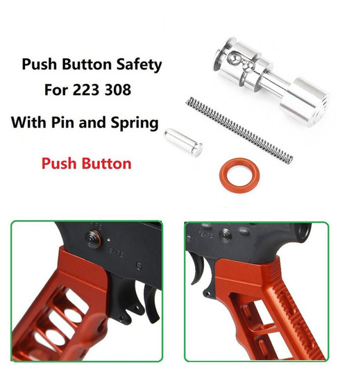 Push Button Stainless Steel Ambidextrous Safety Selector - Silver