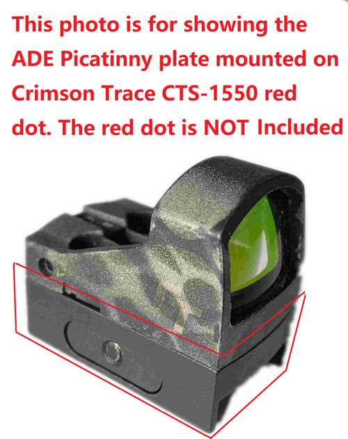 Picatinny/Weaver Mounting Plate for Trijicon RMR/SRO, Holosun 407C/507C/508T, 407A3, Riton X3 Tactix PRD, Swampox Kingslayer/Liberty/Justice. ADE RD3-019 Stingray, RD3-020 Raptor, RD3-022 Artemis, RD3-023 Valkyrie, RD3-029 Trumpet Red Dot Sight