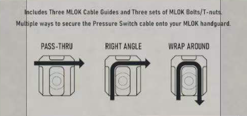 Pack of 3! Flashlight Laser Pressure Switch/Wire/Cable Management MOUNT for Mlok Handguard Rail - FDE/Tan Color