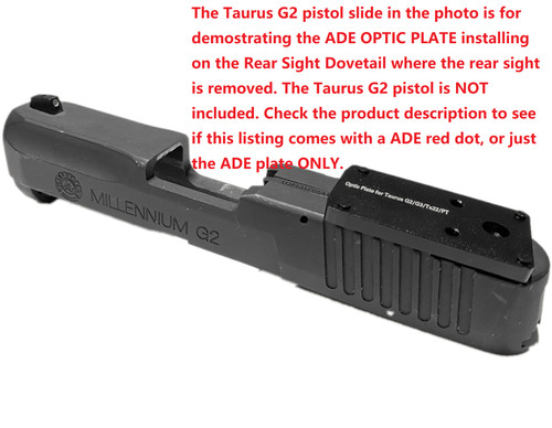 Ade Advanced Optics RD3-006 Green Dot Sight + Optic Mounting Plate for Taurus PT111 G2, Millennium G2, G2C, G3 with Original Rear Sight, PT140 G2, PT709, PT740, TX22 + Pictinny Plate