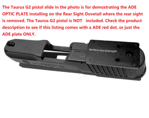 Ade Advanced Optics Zantitium RD3-015 Red Dot Reflex Sight + Optic Mounting Plate for Taurus PT111 G2, Millennium G2, G2C, G3 with Original Rear Sight, PT140 G2, PT709, PT740, TX22 + Pictinny Plate