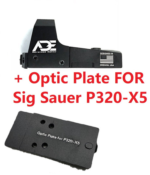 Ade Advanced Optics RD3-006 Green Dot Sight + Optic Mounting Plate for Sig Sauer P320-X5 Pistol