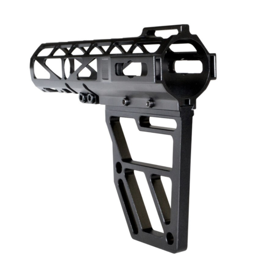 Skeletonized Pistol Brace Stabilizer, Black Anodized Aluminum + Pistol Buffer Tube Kit