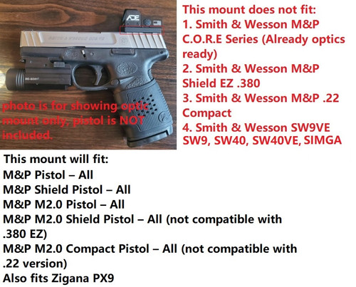 Pistol Mounting Plate FOR Smith Wesson SW MP Shield SD9 SD SD40 MP SD40VE/Zigana PX9 -COMPATIBLE WITH Shield RMS/RMSc, Sig Sauer Romeo Zero, ADE Spike/NUWA Apollo,Vortex DEFENDER-CCW,Leupold DeltaPoint Pro, Swampfox Sentinel,Holosun 407K/507K Red Dot