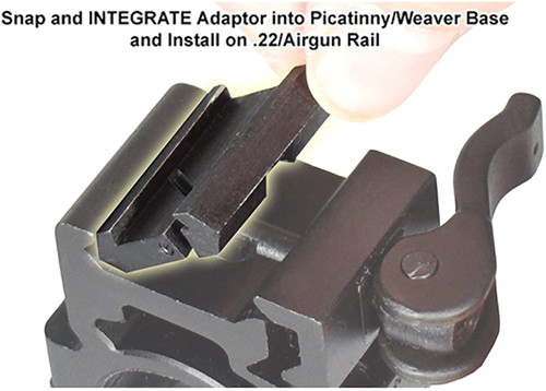 Set of 2! .22/Airgun to Picatinny/Weaver  Low Pro Snap-in Adaptor , 11mm Dovetail to 20mm Piatinny/Weaver railBlack