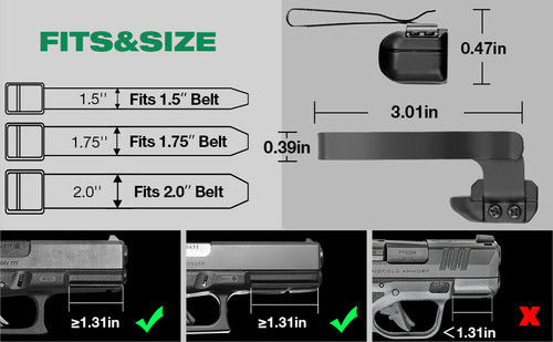 Ade Advanced Optics Gun Clip for Pistols with Picatinny/Dovetail/Rail Slot Under The Barrel