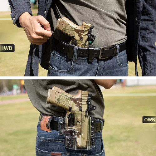 Clear See-Through! OWB/IWB Right Hand Holster for Glock 19 19X 23 45 Works With Vortex Venom, Holosun 407C/507C/407k/507k, Burris Fastfire, Doctor, Shield RMS/RMSc, Trijicon RMR/SRO, ADE RD3 Red Dot