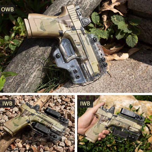 Clear See-Through! OWB/IWB Right Hand Holster for Smith Wesson SW MP MP2.0 Shield  Works With Vortex Venom, Holosun 407C/507C/407k/507k, Burris Fastfire, Doctor, Shield RMS/RMSc, Trijicon RMR/SRO, ADE RD3 Red Dot 