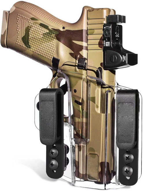 Edit a Product - Clear See-Through! OWB/IWB Right Hand Holster for 1911 Colt Pistol Works With Vortex Venom, Holosun 407C/507C/407k/507k, Burris Fastfire, Doctor, Shield RMS/RMSc, Trijicon RMR/SRO, ADE RD3 Red Dot (ClearHolsterForGlock19) (view)