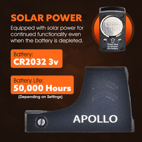 ADE APOLLO(RD3-030 PRO) 50000 Hours SOLAR POWERED+SENSOR ACTIVATED Red Dot Sight For Canik Elite TP9 SC,Canik METE SFT, Sig Sauer P322/P365XL,SW Shield X, MP 5.7,Equalizer 9mm,Glock 43/48 MOS,Taurus GX4 Toro,605 Toro,856 Toro,Springfield Hellcat OSP