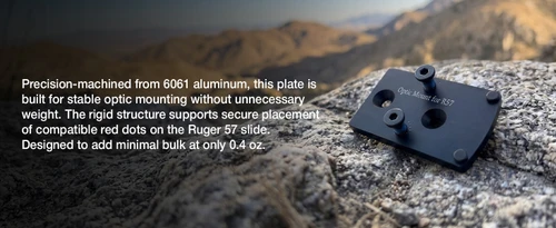 Optic Mounting Plate for Ruger 57/ Ruger 5.7 - Compatible with Trijicon RMR/SRO, Holosun 407A3/407C/507C/508T, Riton X3 Tactix PRD, Swampox Kingslayer/Liberty/Justice, RD3-019 Stingray, ADE RD3-020 Raptor, RD3-022 Artemis, RD3-023 Valkyrie, RD3-029 