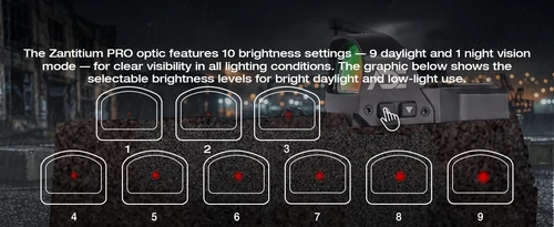 Ade Advanced Optics ZANTITIUM PRO RD3-015 PRO Motion Awake, Multi Reticle Red Dot + Optic Mounting Plate for SW MP 9 Shield EZ and Shield EZ 30 Super Carry Pistol + Standard Picatinny Mount
