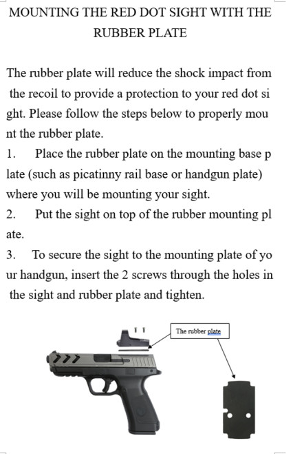 Anti Flicker/Sealing Plate/Rubber Shim For Holosun 407K/507K,EPS,EPS carry,Sightmark Mini Shot A-Spec M3, Swampfox Sentinel,Vector Optics Frenzy-S,Vortex Defender CCW, JPoint,Shield RMSc/RMS,Riton MPR D2/3 Tactix MPRD,Crimson Trace CTS-1550 Red Dot