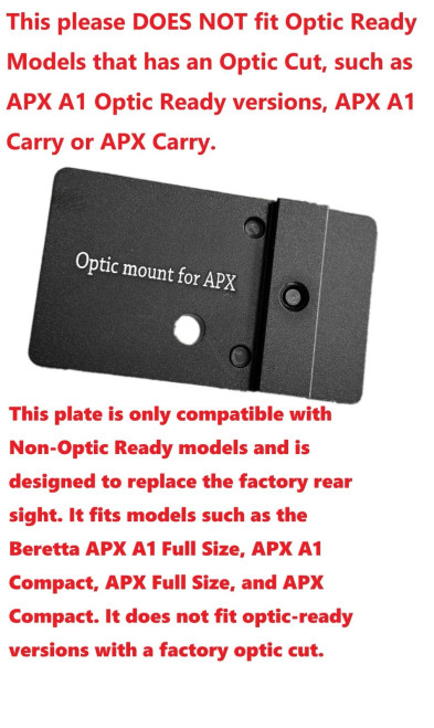 Optic Mounting Plate for Beretta APX Pistol - Compatible with Trijicon RMR/SRO, Holosun 407C/507C/508T, Riton X3 Tactix PRD, Swampox Kingslayer/Liberty/Justice, RD3-019 Stingray, ADE RD3-020 Raptor, RD3-022 Artemis, RD3-023 Valkyrie, RD3-029