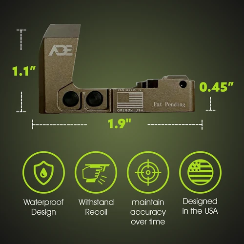 ADE RD3-022 Artemis FDE/TAN Body Color Shake Awake, Multi Reticle Red Dot+Optic Plate for Beretta APX Pistol