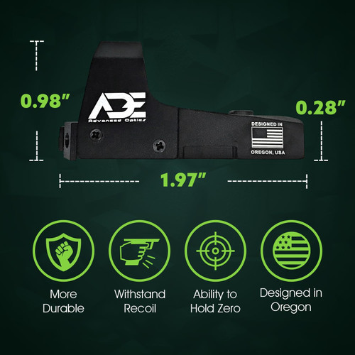 Ade Advanced Optics Huracan RD3-006 Green Dot Reflex Sight + Optic Mounting Plate for Ruger Security 9 Pistol + Standard Picatinny Mounting Plate