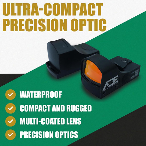 ADE Advanced Optics Crusader RD3-009 Red Dot Sight – Includes Mounting Plate for Ruger Security 9 – Motion Awake Reflex Optic Technology with Standard Picatinny Adapter – Compact Red Dot
