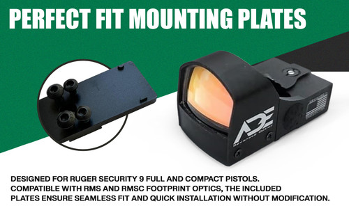 ADE Advanced Optics Crusader RD3-009 Red Dot Sight – Includes Mounting Plate for Ruger Security 9 – Motion Awake Reflex Optic Technology with Standard Picatinny Adapter – Compact Red Dot