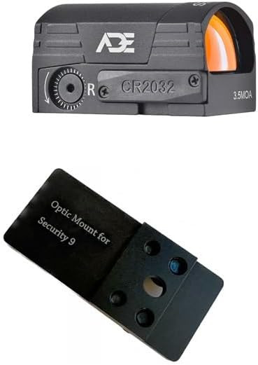 Ade Advanced Optics ARES Pro RD3-028 PRO Motion Awake Motion Awake Red Dot Sight + Weather Shield + Optic Mounting Plate for Ruger Security 9 Pistol + Standard Picatinny Mounting Plate