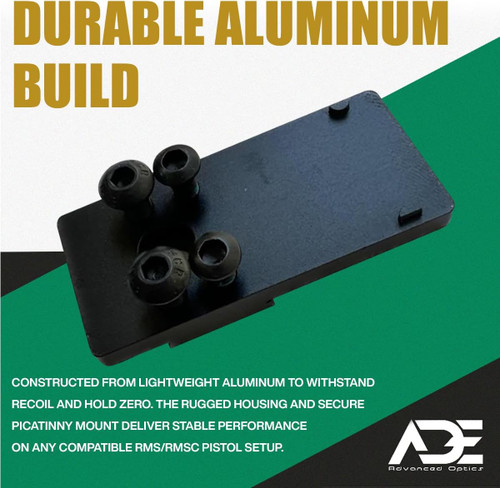 Ade Advanced Optics ARES Pro RD3-028 PRO Motion Awake Motion Awake Red Dot Sight + Weather Shield + Optic Mounting Plate for Ruger Security 9 Pistol + Standard Picatinny Mounting Plate