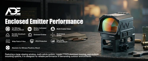 ADE Advanced Optics RD3-041 ORION Enclosed Red Dot Sight – Multi Reticle, IP55 Waterproof, Picatinny Mount