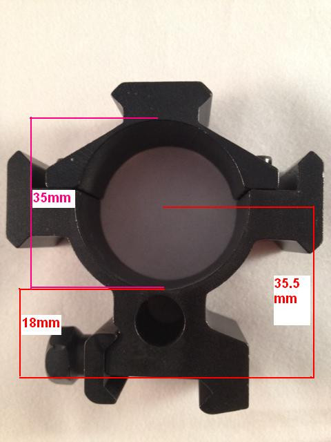 Ade Advanced Optics 35mm low Mounts with Picatinny rails on 3 sides. Rifle scope