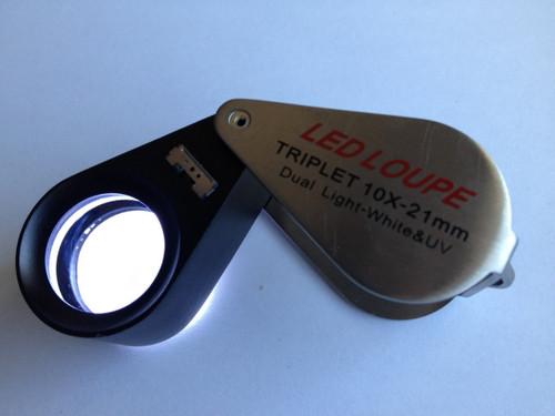10x21mm UV/LED Triplet Illuminated Loupe/magnifier -Dual Light (white & UV)