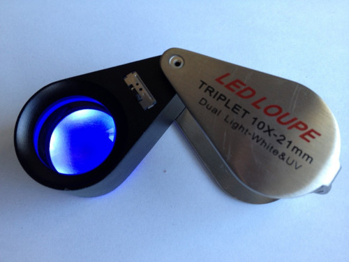10x21mm UV/LED Triplet Illuminated Loupe/magnifier -Dual Light (white & UV)