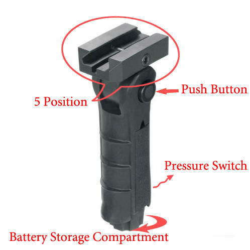 5 Position Folding Foldable Foregrip Fits Picatinny/Weaver Rail black Fore Grip