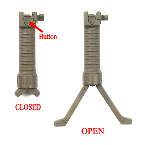 FDE/Tan Color! Foregrip Bipod Spring loaded Rail Tactical RIS Rifle Grip Bipod  fits picatinny/weaver rail