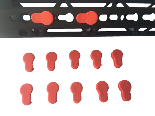 Pack 10! RED Rubber Insert Protector Plug Covers Freefloat KeyMod Rail System