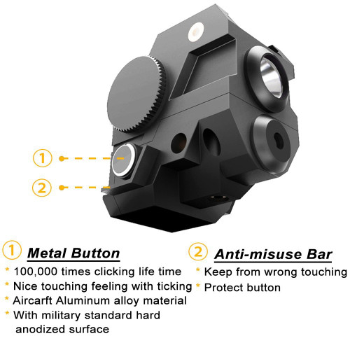 Ade Advanced Optics HG62-1 Green Laser + Flashlight Combo – Fits Railded Handguns (Ruger SR40c, XDE-9, Etc.)