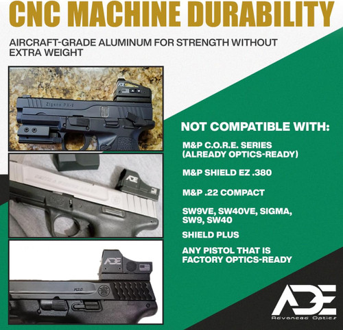 Ade RD3-006B GREEN Dot Reflex Sight + Optic Mounting Plate for SW Smith Wesson MP/MP 2.0 Shield/Zigana PX9 Pistol + Standard Picatinny Mount