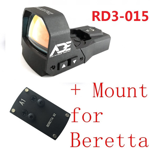 Ade Advanced Optics RD3-015 Zantitium RED Dot Reflex Sight Pistol + Optic Plate for Beretta M9 22LR/92FS/92AF/M9/SAR B6C