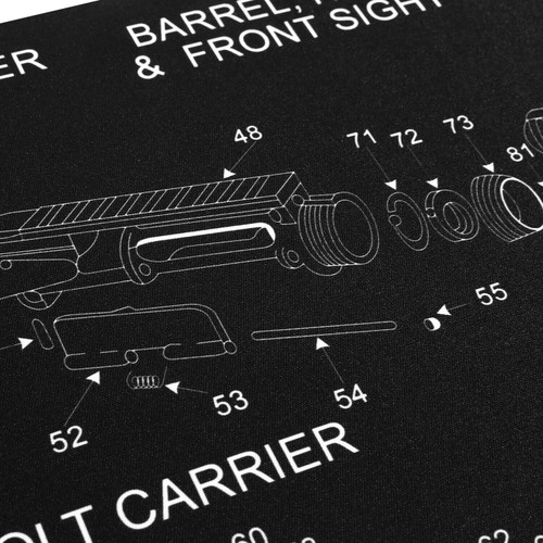 Long AR15 Gun Cleaning Bench Mat with Rifle Parts List Non-Slip 12" x 36" NEW