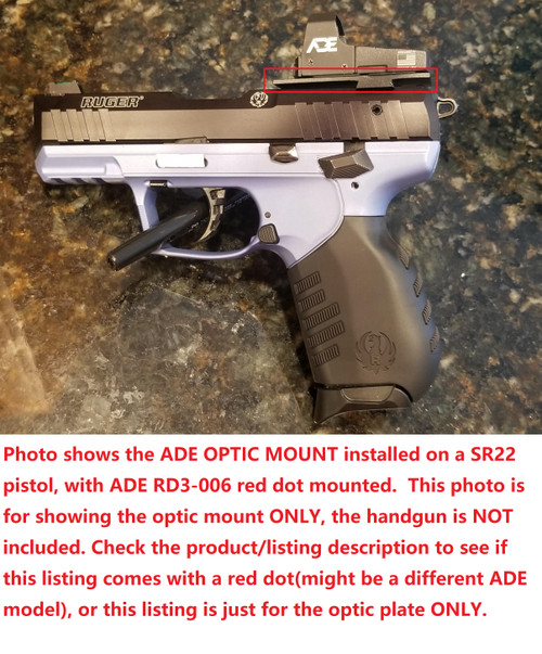 Ade Advanced Optics Delta RD3-012 Red Dot Reflex Sight + Optic mounting plate for  Ruger SR22 Pistol + Picatinny mounting plate