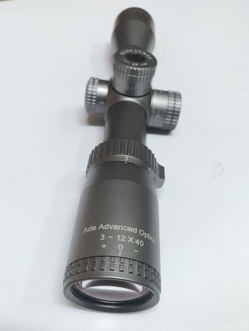 Ade Advanced Optics Grey Diamond Titanium 3-12x40 Rifle Scope with 30mm Tube and mounting Rings