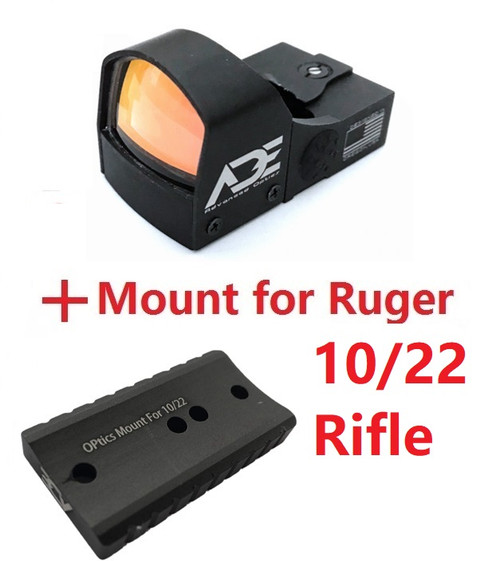 Ade Advanced Optics Compact RD3-009 Red Dot Reflex Sight  + Optic mounting plate for Ruger 10/22 Rifle + Picatinny mounting plate